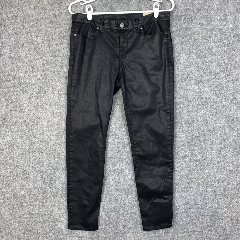 AllSaints Jeans Womens Size 32 Black Coated Skinny Zipper Ankle Date Club